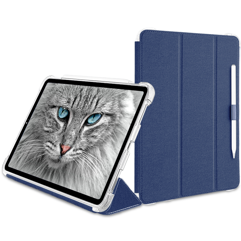 2024 New iPad Air 11 inch Case with Pencil Holder- Smart Folio Stand Protective Translucent Frosted Back Cover with Auto Wake/Sleep 